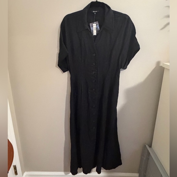 Madewell Pleated Linen Midi Shirtdress - Picture 6 of 12